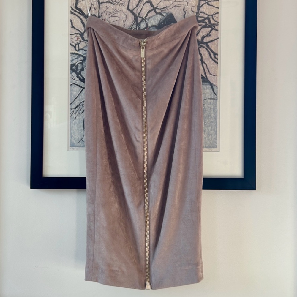 House Of CB Guiditta Taupe Suedette Skirt in Taupe - Picture 3 of 10